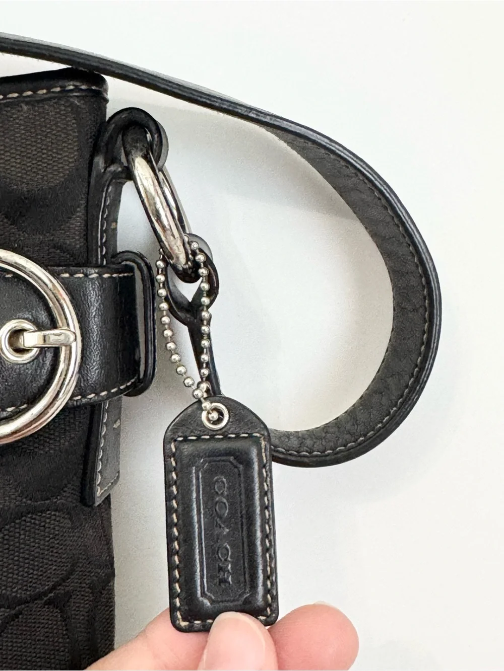 Vintage Coach Soho Signature Slim Jacquard Duffle Hobo Shoulder Bag Black #3577 - Picture 3 of 16